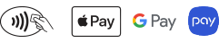 contactless reader, Apple Pay, Google Pay and Samsung Pay logos
